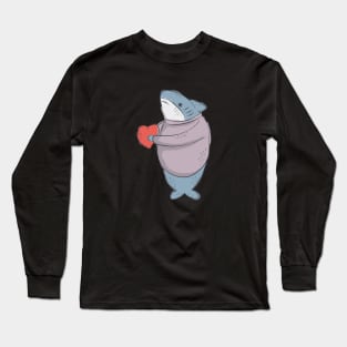 Shark Valentine's Day Heart Hand Draw Long Sleeve T-Shirt